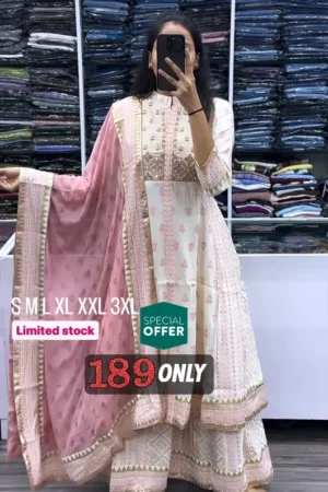 Women Embroidered Kurta Sharara Set With Havy Dupatta