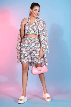 Exclusive White Color Designer Three Piece Co-Ord Set