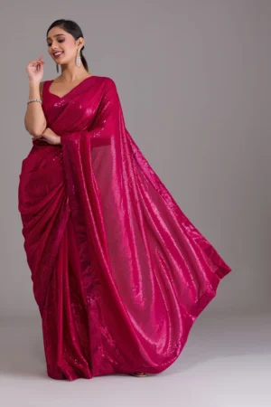 Rani Pink Sequins Georgette Designer Saree