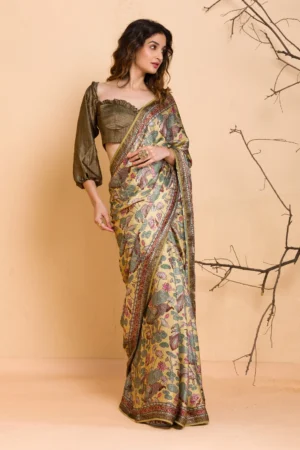 Mehendi Georgette Designer Saree