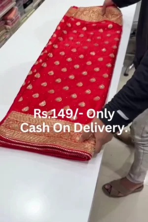 Embroidered Bollywood Art Silk Saree (Red)